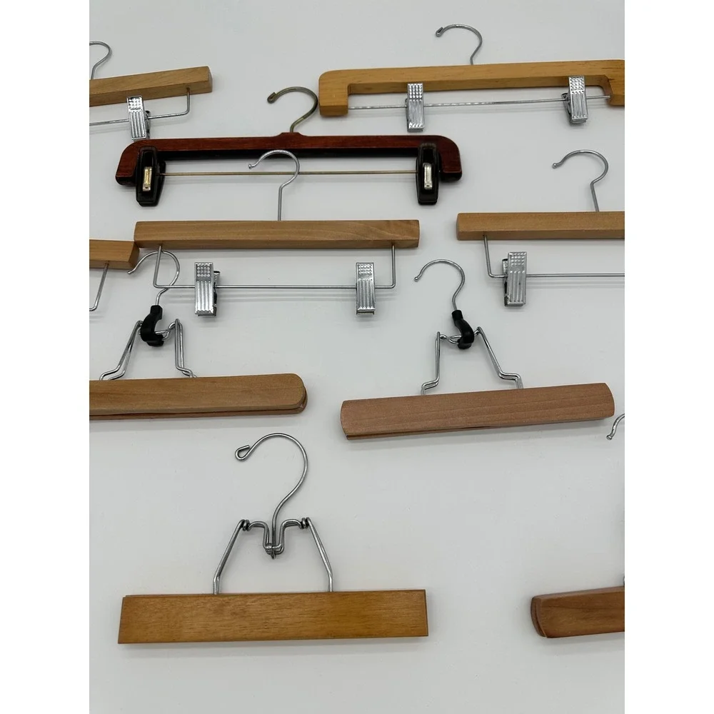 Wooden Pant‎ Skirt Hangers Lot of 11 Vintage Style Brown
